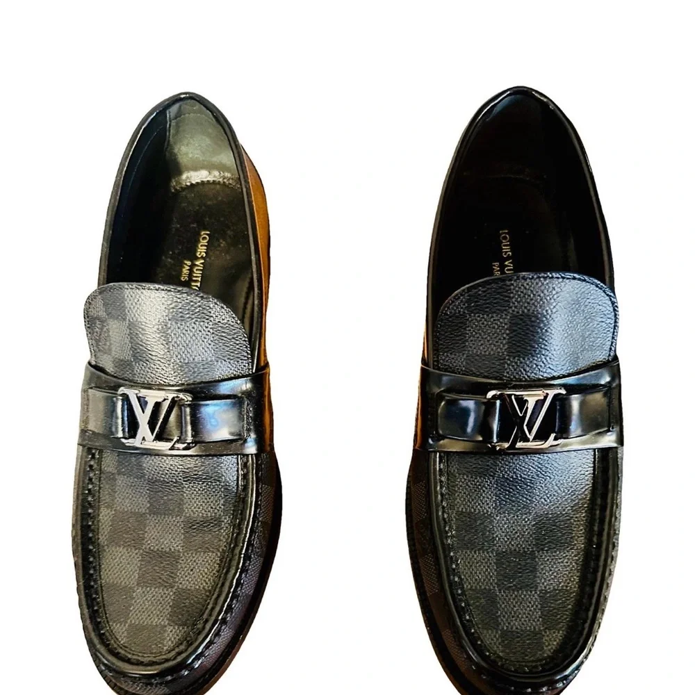 Louis Vuitton Checkered Black Loafers - Picture 4 of 9